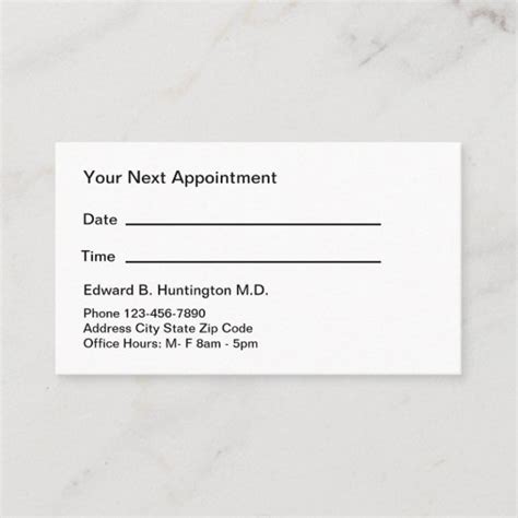 dr office appointment cards